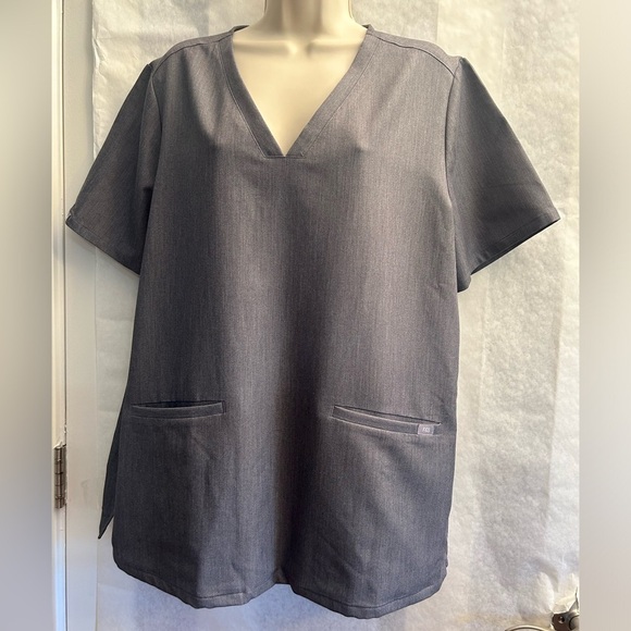 Figs Gray Technical Collection V-Neck Short Sleeve Scrub Top classic fitSz-XL Z6 - Picture 3 of 12